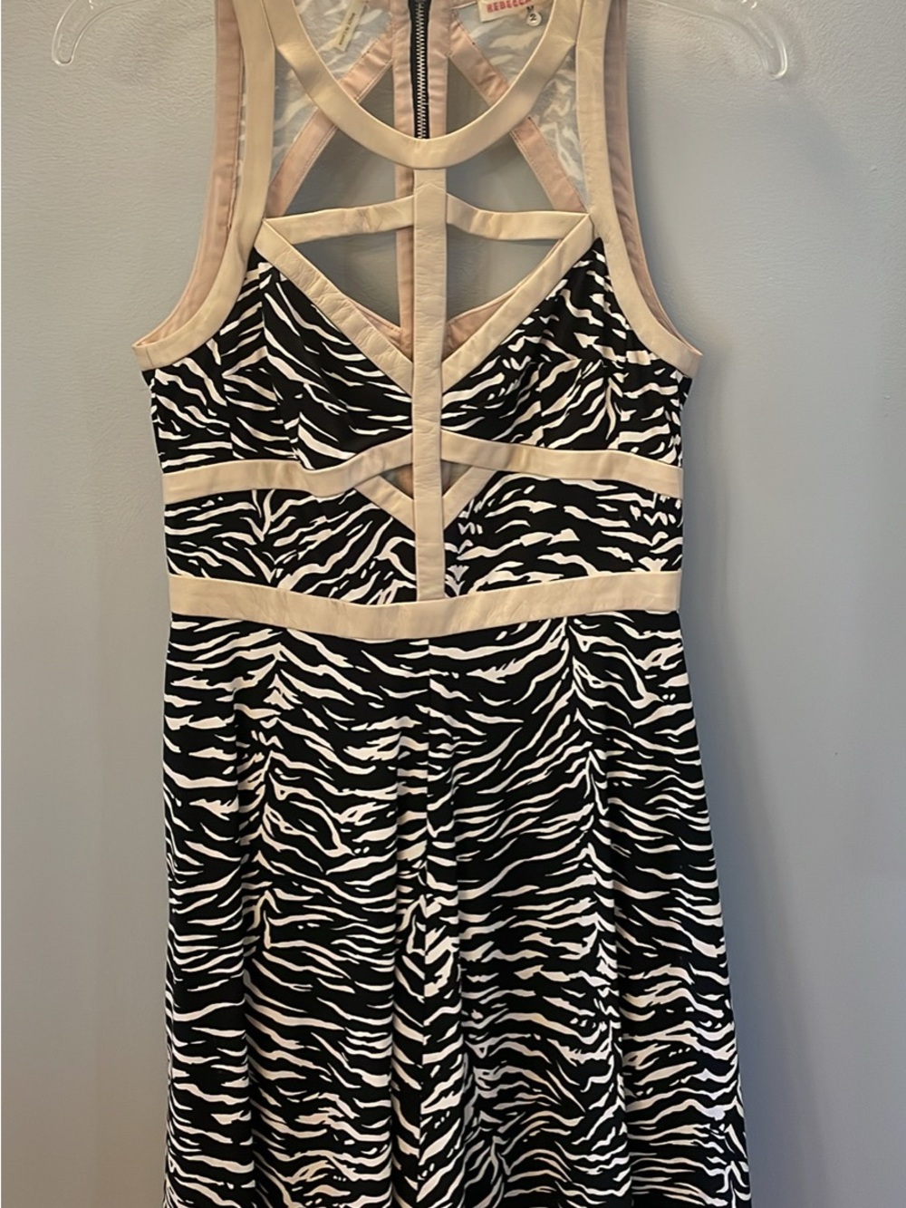 Rebecca Taylor- Beige & Black Zebra Fit-and-Flare Dress - Size 2